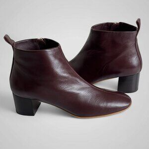 NIB Everlane Ankle Day Boot Woman's 11 Ankle Burgundy Soft Italian Leather